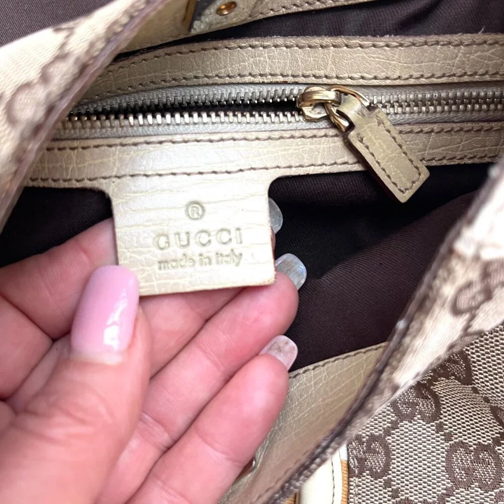 Gucci GG beige Canvas Horsebit Hasler Vintage Hobo Bag